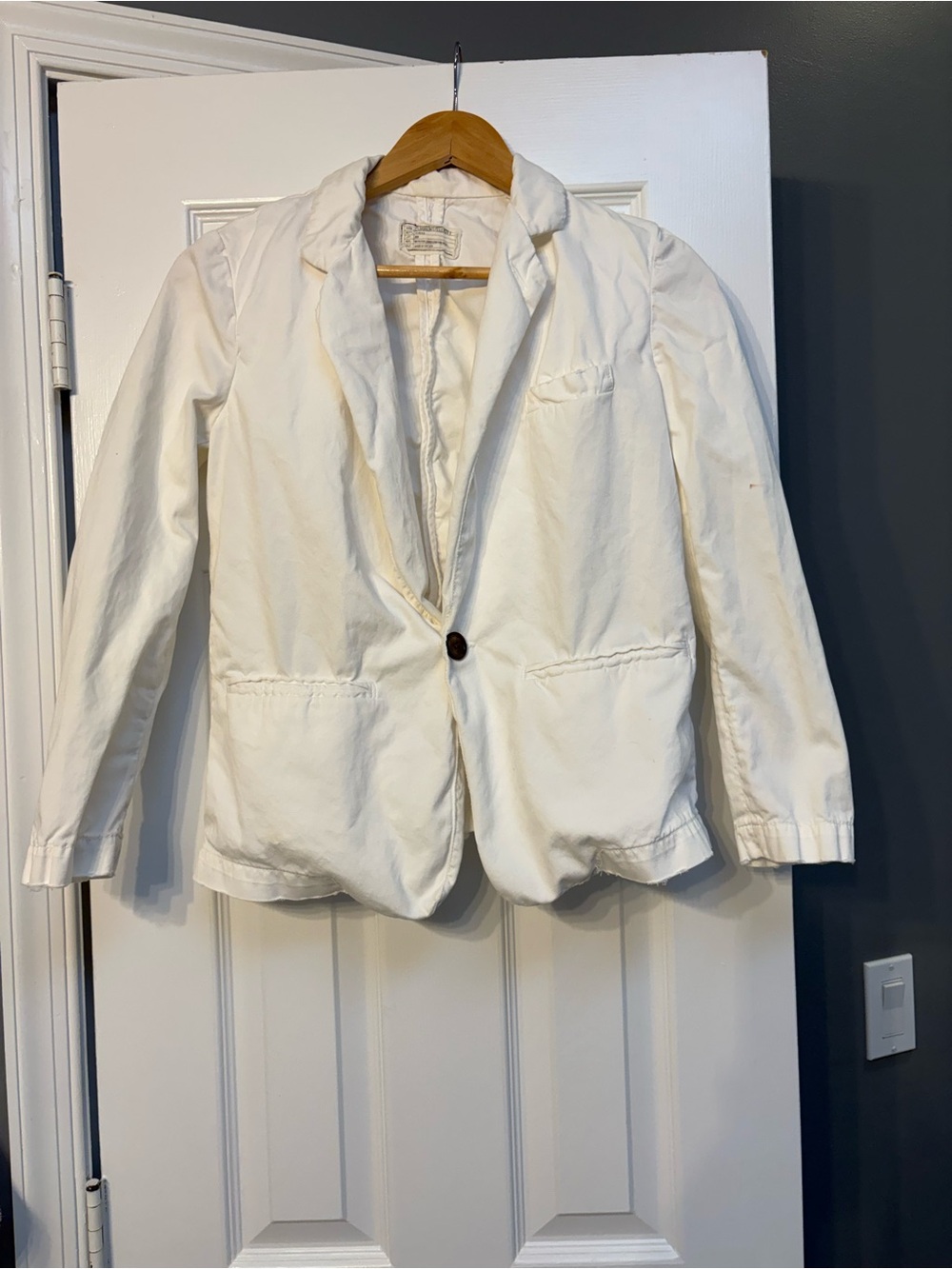 Current/Elliott White Single-Button Casual Blazer